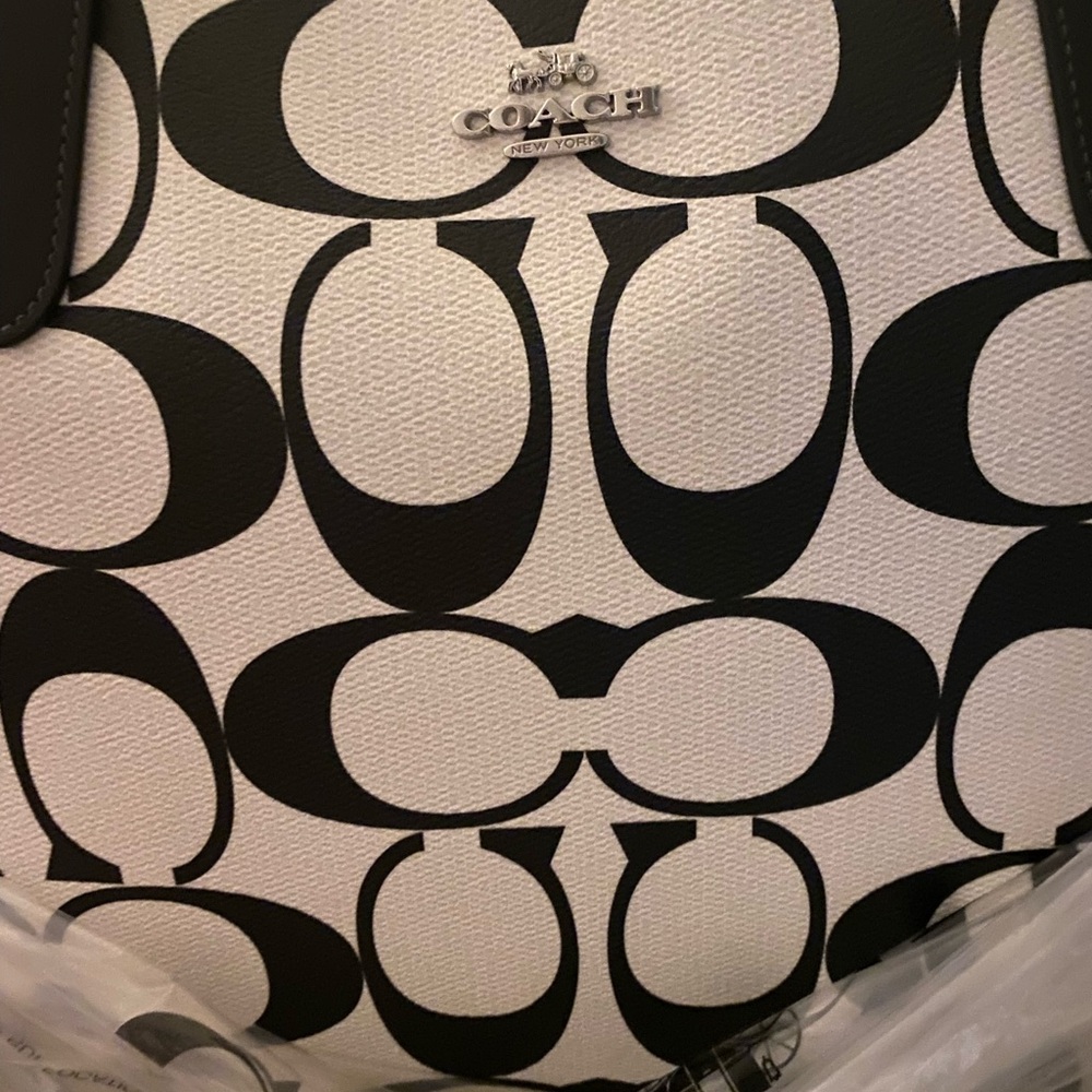 Coach Black and White Signature Shoulder Bag